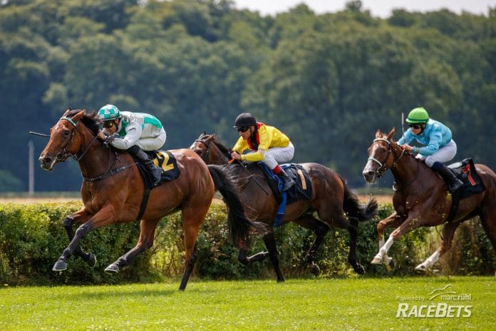 Rose of Lips siegt unter Rene Piechulek am 23.07.2023 Renntag in Hoppegarten.