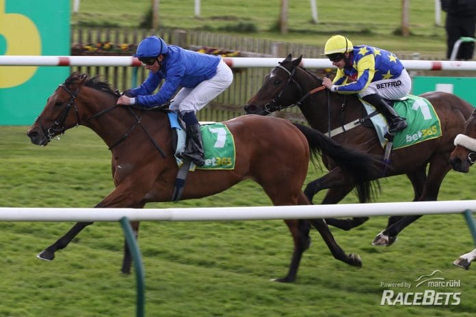 Ottoman Fleet siegt unter William Buick im bet365 Earl Of Sefton Stakes, Gr.3 am 17.04.2024 beim Renntag in Newmarket.